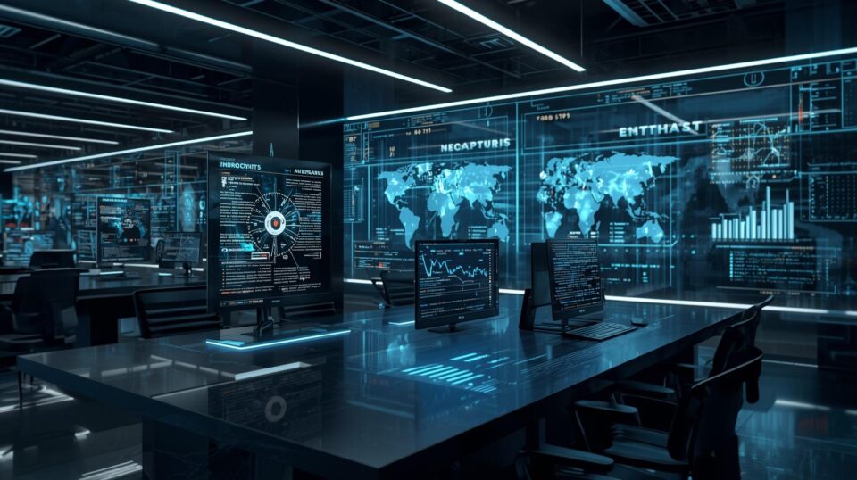 AI-powered secure productivity and cybersecurity systems in a modern workplace